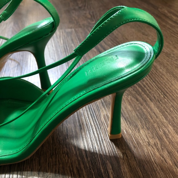 Forever 21 Green Square Toe Lace Up Heels - Picture 13 of 17